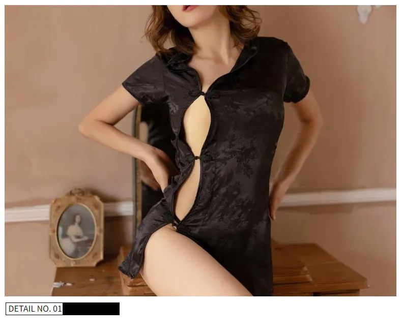 Women's Sexy Lingerie Set - Retro Cheongsam Style, High Split, Seductive Nightwear, Plus Size Available - Passionate Underwear for Women showcase 8