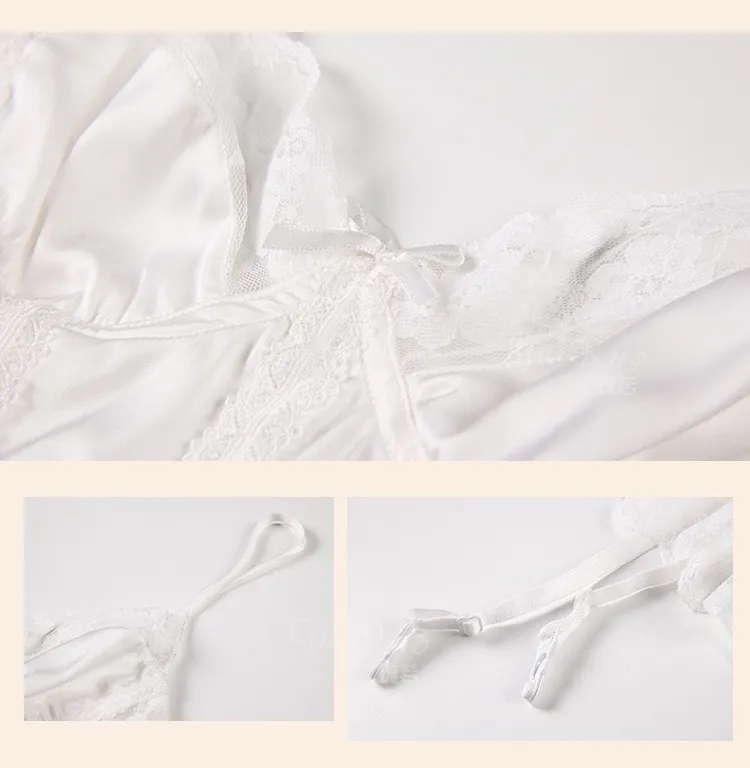 Women's Sexy Lace Lingerie Jumpsuit See-Through Open Strap Deep V Neck Bodysuit Passion Uniform Nightwear Sleepwear showcase 4