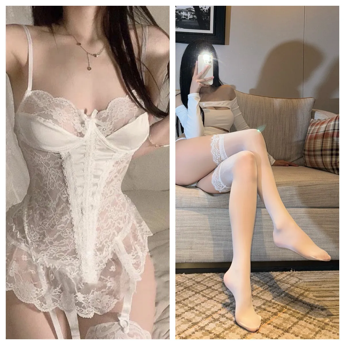 Women's Sexy Lace Lingerie Jumpsuit See-Through Open Strap Deep V Neck Bodysuit Passion Uniform Nightwear Sleepwear thumbnail 7