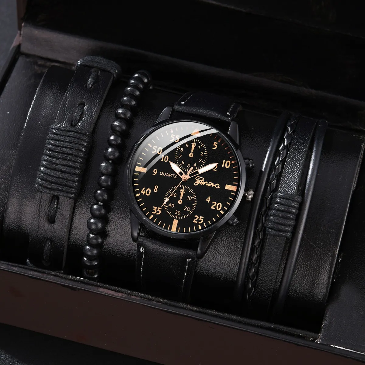 Black Leather - Rose Gold