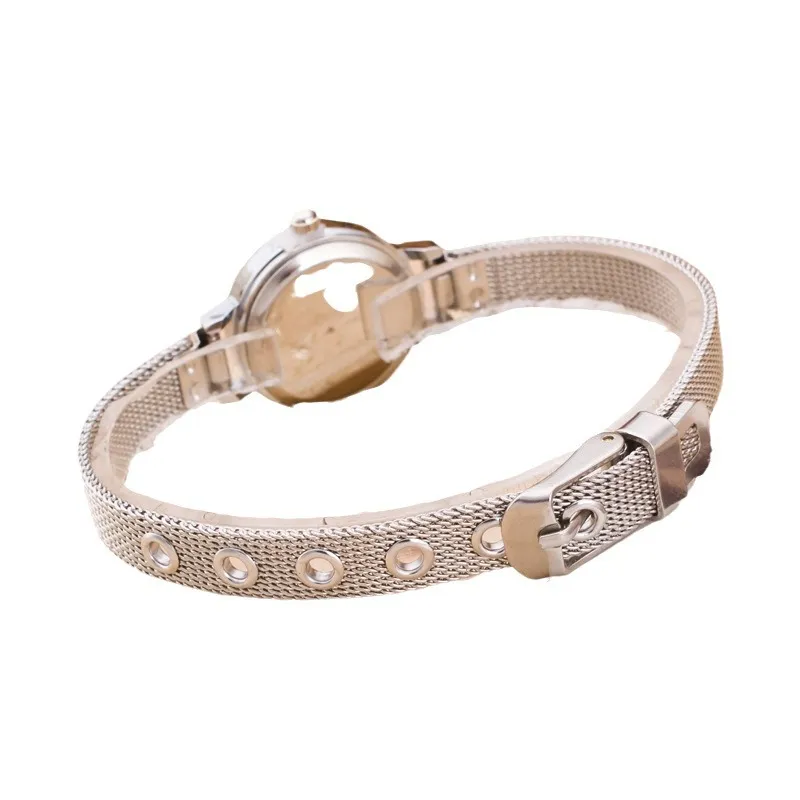 Women's Gold Diamond Quartz Watch with Alloy Fine Mesh Band - Fashionable Student Wristwatch for Girls and Ladies thumbnail 4