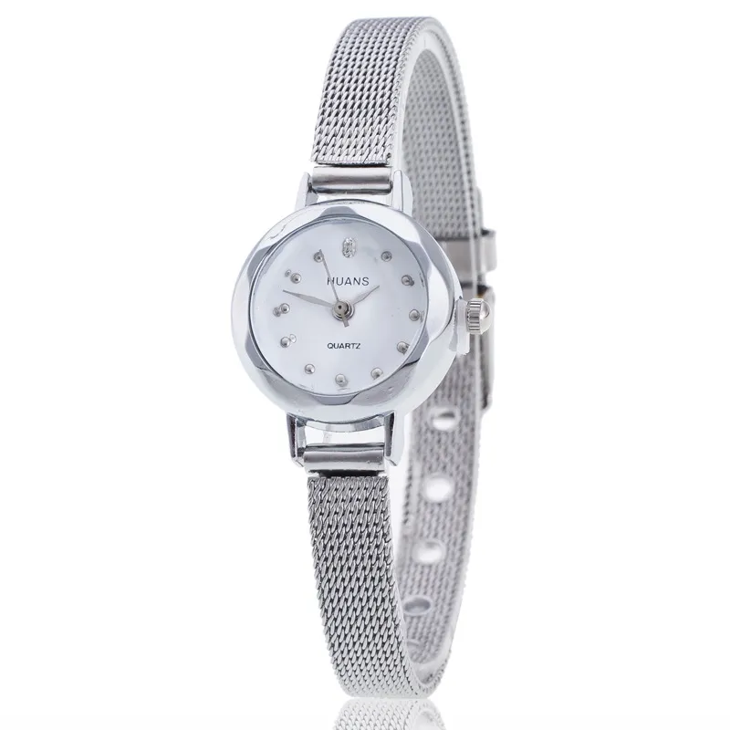 Women's Gold Diamond Quartz Watch with Alloy Fine Mesh Band - Fashionable Student Wristwatch for Girls and Ladies thumbnail 2