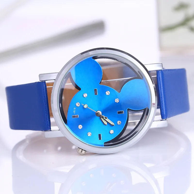 Transparent Hollow Mickey Mouse Watch for Women Girls Kids Students - Fashionable Belt Watch, Cute Design, Wholesale Available thumbnail 7