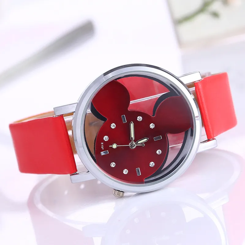 Transparent Hollow Mickey Mouse Watch for Women Girls Kids Students - Fashionable Belt Watch, Cute Design, Wholesale Available thumbnail 6