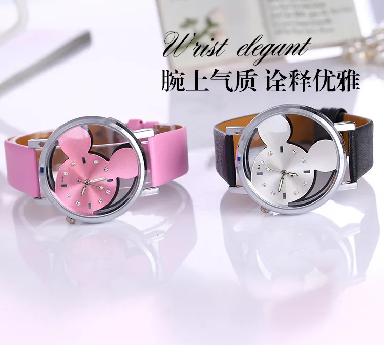 Transparent Hollow Mickey Mouse Watch for Women Girls Kids Students - Fashionable Belt Watch, Cute Design, Wholesale Available showcase 5