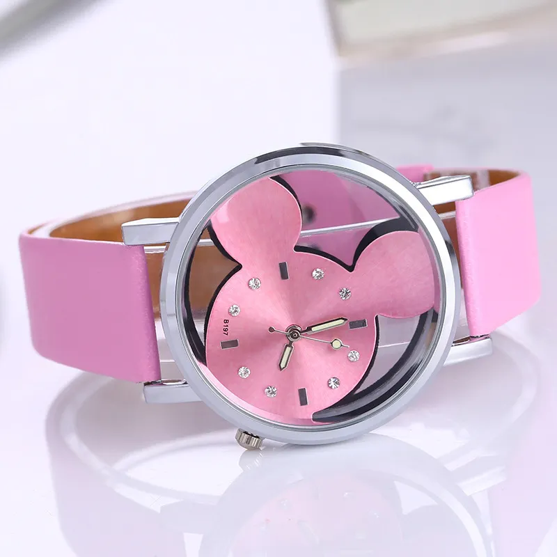 Transparent Hollow Mickey Mouse Watch for Women Girls Kids Students - Fashionable Belt Watch, Cute Design, Wholesale Available thumbnail 8