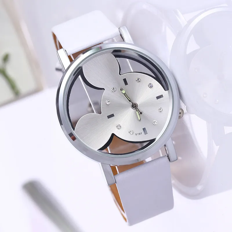 Transparent Hollow Mickey Mouse Watch for Women Girls Kids Students - Fashionable Belt Watch, Cute Design, Wholesale Available thumbnail 3