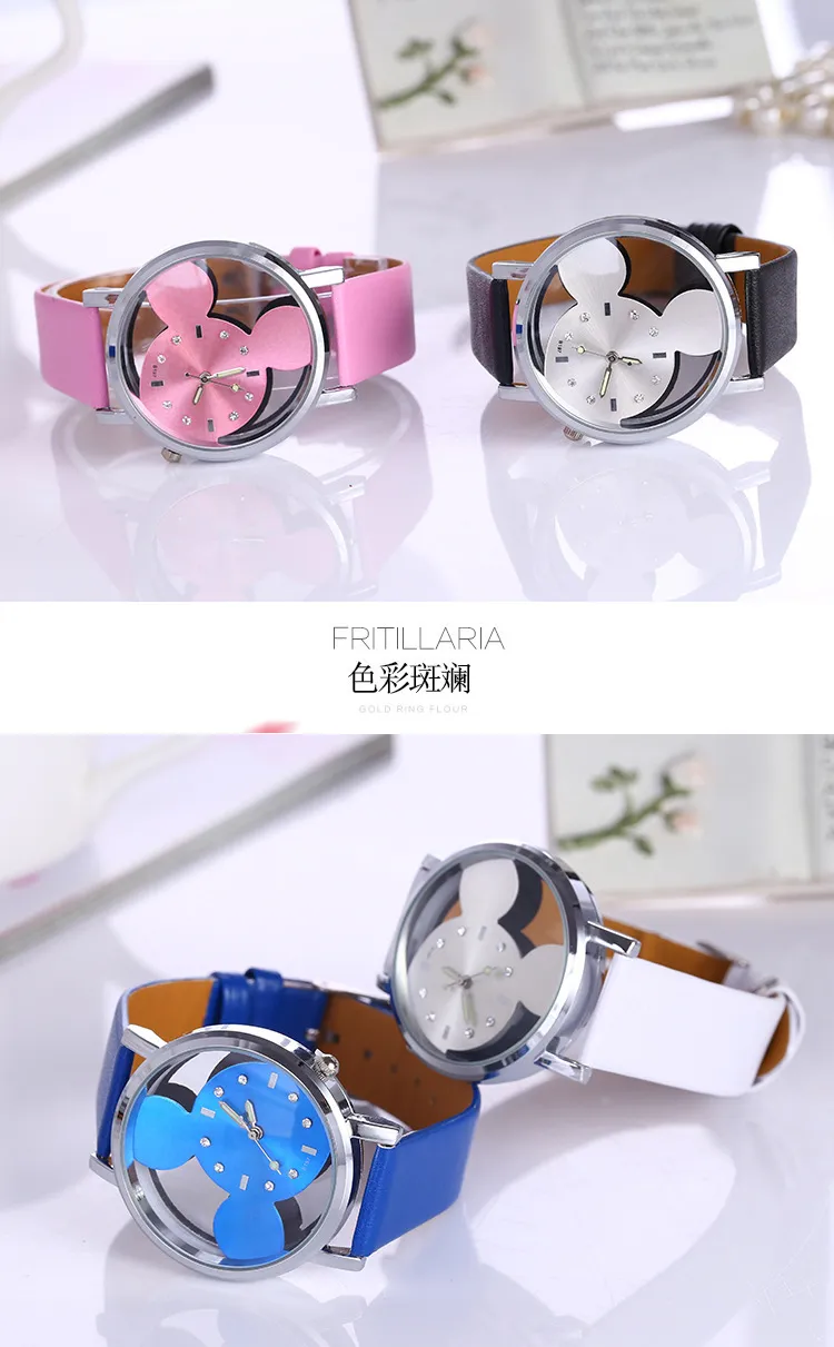 Transparent Hollow Mickey Mouse Watch for Women Girls Kids Students - Fashionable Belt Watch, Cute Design, Wholesale Available showcase 4