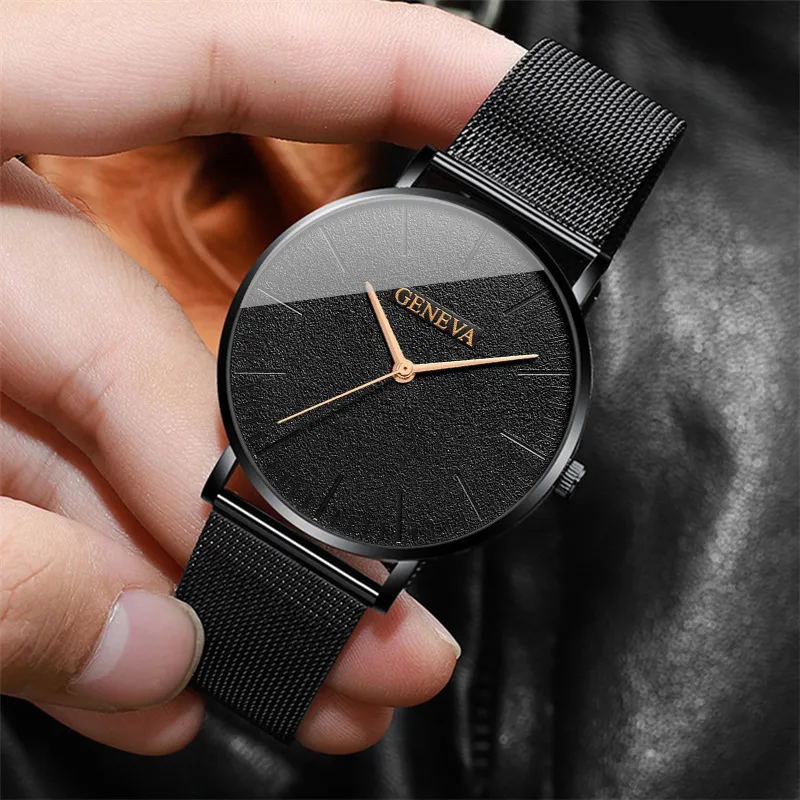 Men's Geneva Quartz Wrist Watch - Stainless Steel Band, Business Casual Style, Fake Chronograph, Calendar Display - Perfect Gift for Him showcase 6