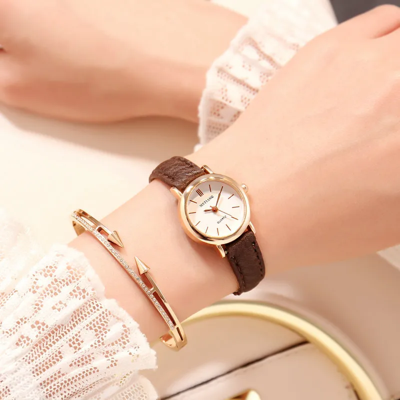 Women's Korean Style Simple Cute Watch for Students | Retro Artistic Tiny Small Dial Girlfriend Watch Pair | Fashionable Wristwatch for Girls thumbnail 7