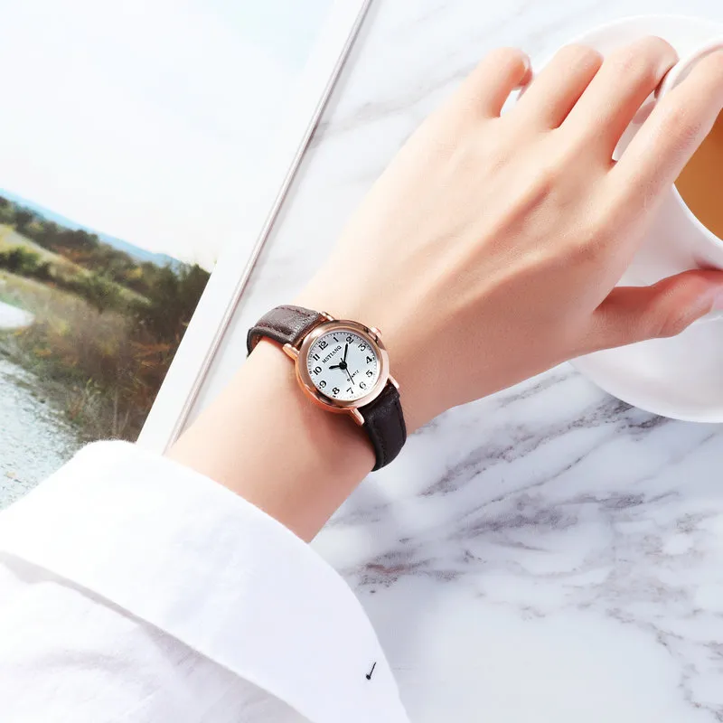Women's Korean Style Simple Cute Watch for Students | Retro Artistic Tiny Small Dial Girlfriend Watch Pair | Fashionable Wristwatch for Girls showcase 4