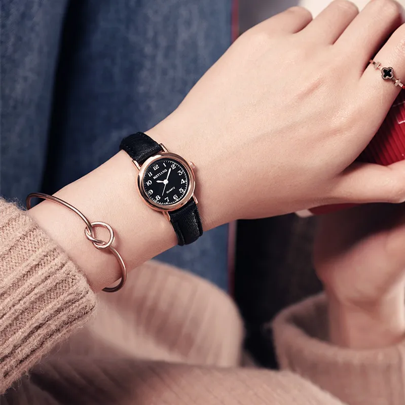 Women's Korean Style Simple Cute Watch for Students | Retro Artistic Tiny Small Dial Girlfriend Watch Pair | Fashionable Wristwatch for Girls showcase 5