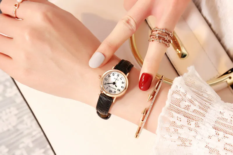 Women's Korean Style Simple Cute Watch for Students | Retro Artistic Tiny Small Dial Girlfriend Watch Pair | Fashionable Wristwatch for Girls showcase 9