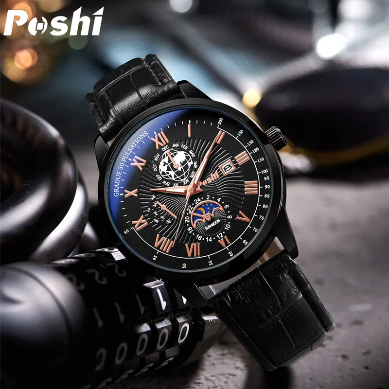 Men's Swiss Business Belt Quartz Watch - Waterproof Brand Name Wristwatch for Professionals and Everyday Wear thumbnail 1