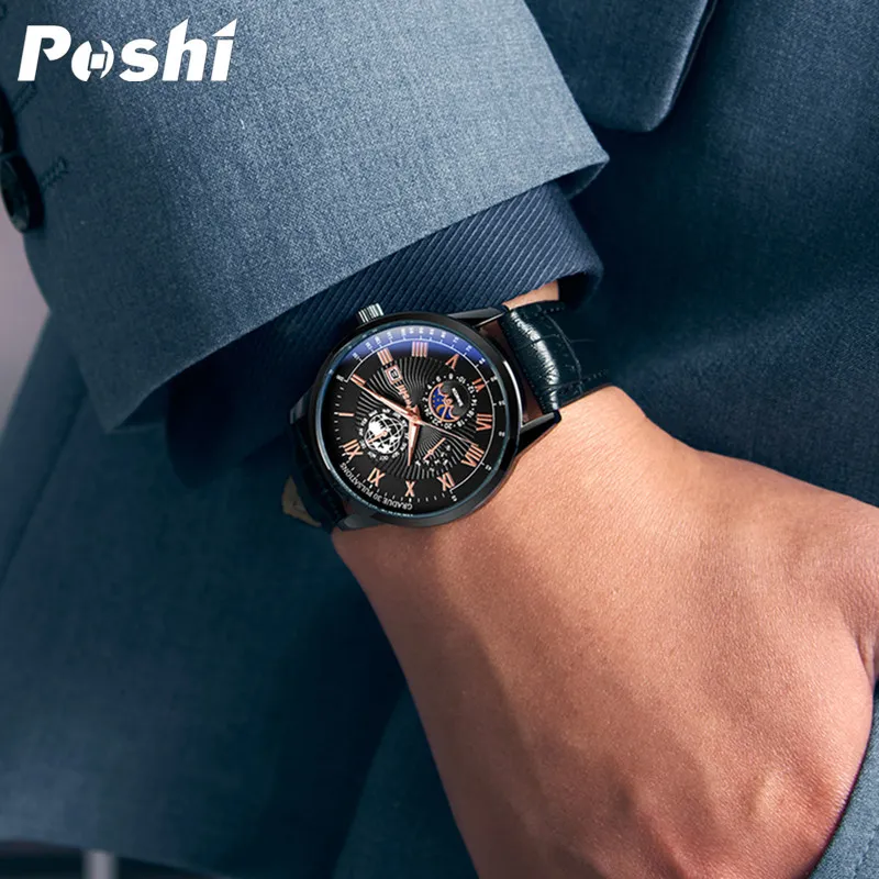 Men's Swiss Business Belt Quartz Watch - Waterproof Brand Name Wristwatch for Professionals and Everyday Wear thumbnail 4