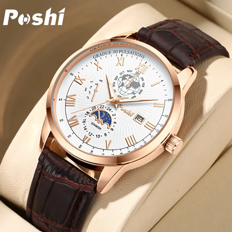 Men's Swiss Business Belt Quartz Watch - Waterproof Brand Name Wristwatch for Professionals and Everyday Wear thumbnail 2