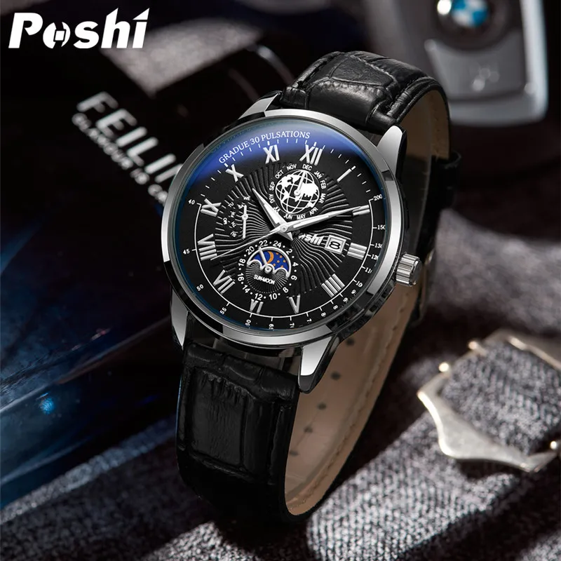 Men's Swiss Business Belt Quartz Watch - Waterproof Brand Name Wristwatch for Professionals and Everyday Wear thumbnail 3