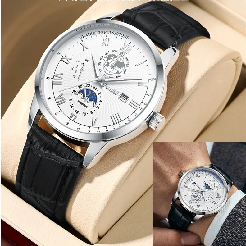 Men's Swiss Business Belt Quartz Watch - Waterproof Brand Name Wristwatch for Professionals and Everyday Wear showcase 3