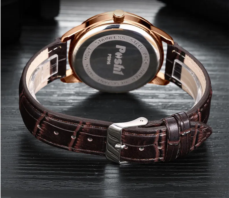 Men's Swiss Business Belt Quartz Watch - Waterproof Brand Name Wristwatch for Professionals and Everyday Wear showcase 5