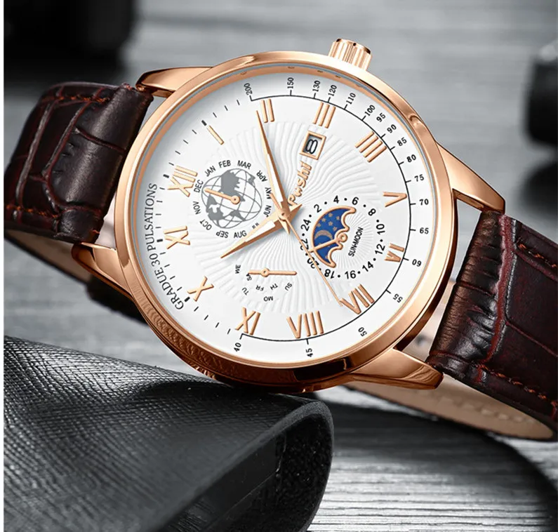 Men's Swiss Business Belt Quartz Watch - Waterproof Brand Name Wristwatch for Professionals and Everyday Wear showcase 1