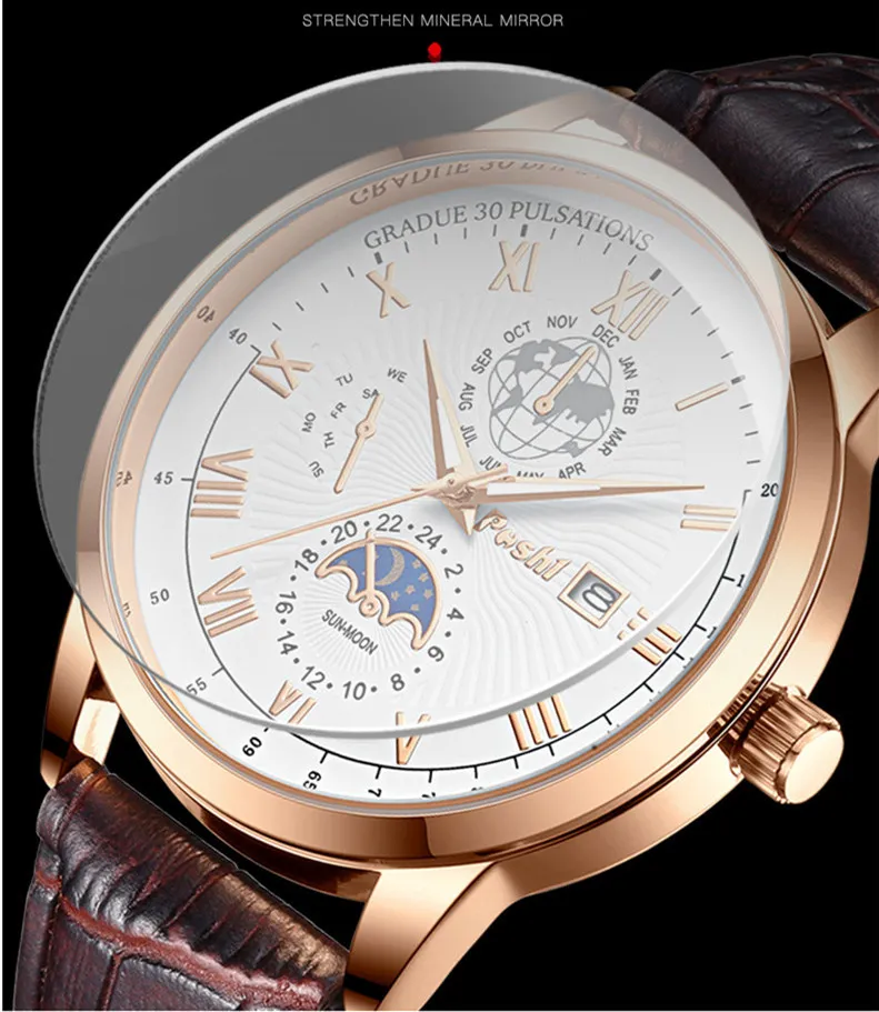 Men's Swiss Business Belt Quartz Watch - Waterproof Brand Name Wristwatch for Professionals and Everyday Wear showcase 4