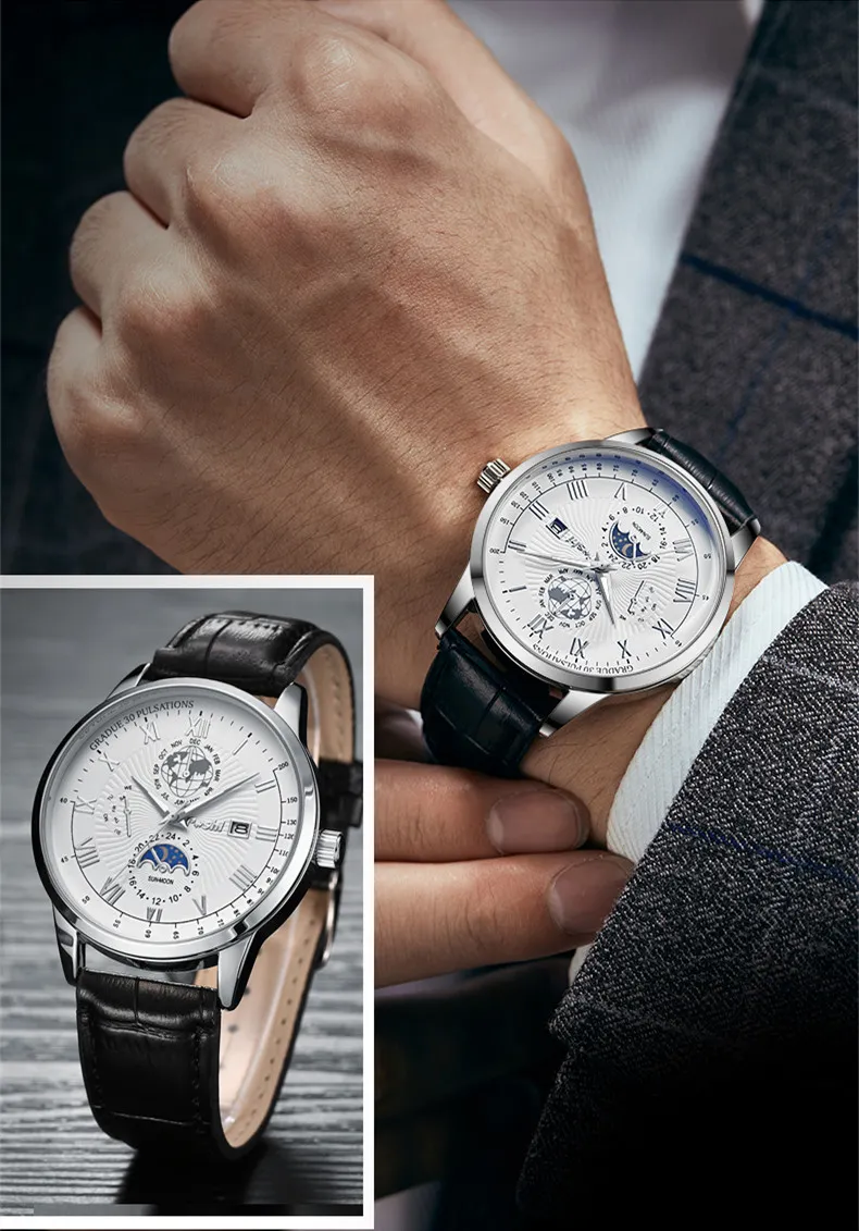Men's Swiss Business Belt Quartz Watch - Waterproof Brand Name Wristwatch for Professionals and Everyday Wear showcase 2