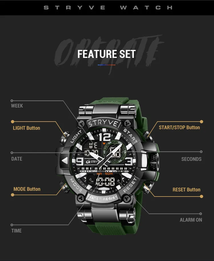 Stryve Sports Luminous Digital Watch - Waterproof Multi-Functional Student Watch for Boys and Girls - Cool Design, Perfect for Cross-Border Dropshipping showcase 19