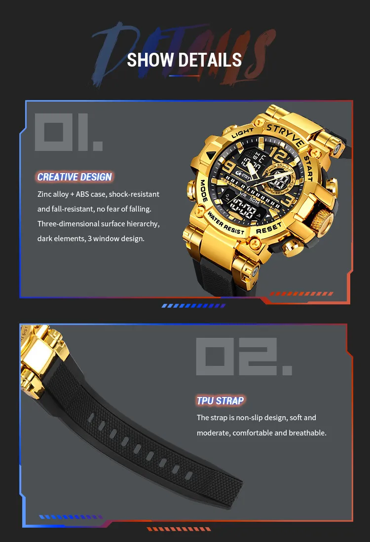 Stryve Sports Luminous Digital Watch - Waterproof Multi-Functional Student Watch for Boys and Girls - Cool Design, Perfect for Cross-Border Dropshipping showcase 16