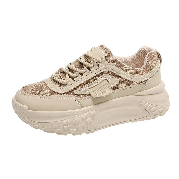 Women's Korean Style Dad Sneakers 2025 Spring Breathable Mesh Cloth Versatile Student Sports Shoes Thick Sole Height Increasing Running Shoes thumbnail 7
