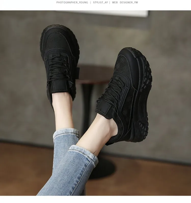Women's Korean Style Dad Sneakers 2025 Spring Breathable Mesh Cloth Versatile Student Sports Shoes Thick Sole Height Increasing Running Shoes showcase 13
