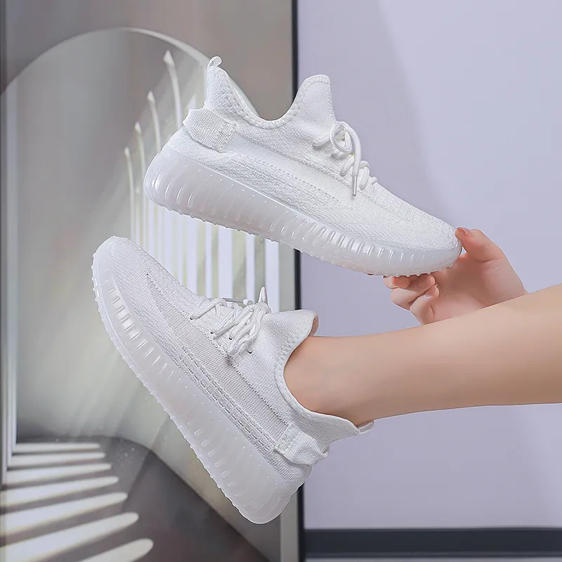 Women's Coconut Shoes 2024 New Flying Woven Jelly Sneakers - Korean Style Breathable Comfortable Casual Running Shoes for Students thumbnail 2