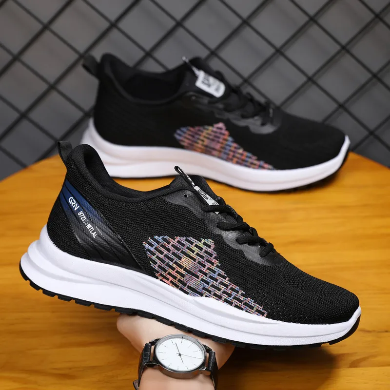 Men's Fashion Sneakers 2024 Spring New Breathable Fly Woven Casual Running Shoes Outdoor Joker Style Wholesale Cross-border thumbnail 2
