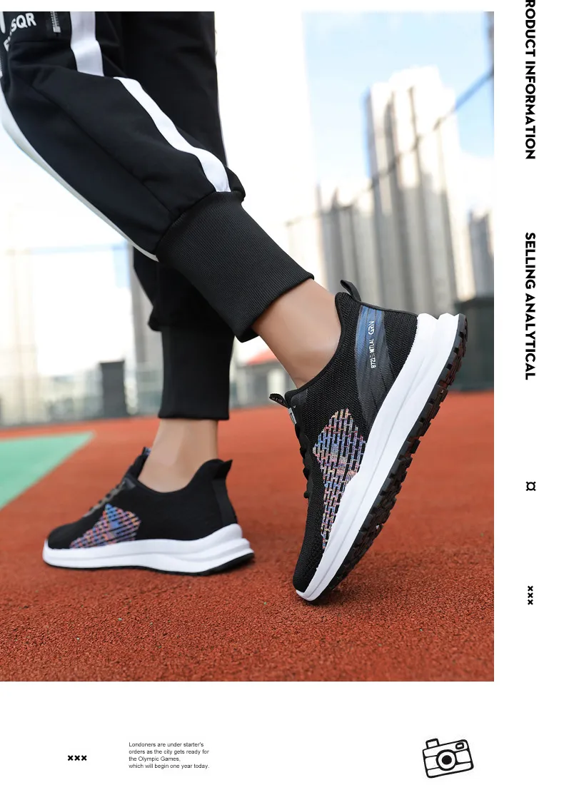Men's Fashion Sneakers 2024 Spring New Breathable Fly Woven Casual Running Shoes Outdoor Joker Style Wholesale Cross-border showcase 10