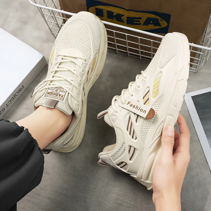 Men's Lightweight Mesh Running Shoes - Breathable Athletic Sneakers for Sports, Casual Wear, and Students - Trendy Dad Shoes for Spring/Autumn thumbnail 3