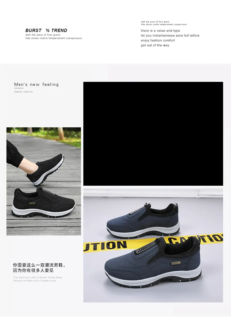 Men's Walking Shoes Spring Large Size Outdoor Hiking Sneakers Thick-Soled Casual Slip-On Cross-Border Dropshipping showcase 2