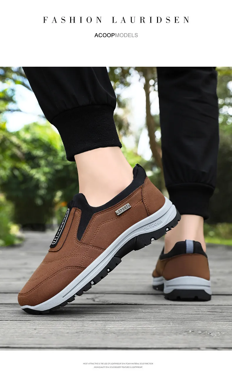 Men's Walking Shoes Spring Large Size Outdoor Hiking Sneakers Thick-Soled Casual Slip-On Cross-Border Dropshipping showcase 3