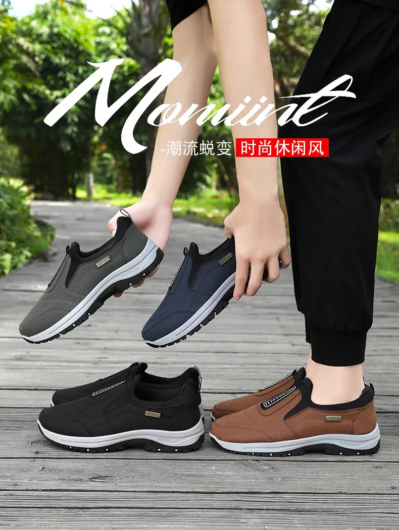 Men's Walking Shoes Spring Large Size Outdoor Hiking Sneakers Thick-Soled Casual Slip-On Cross-Border Dropshipping showcase 1