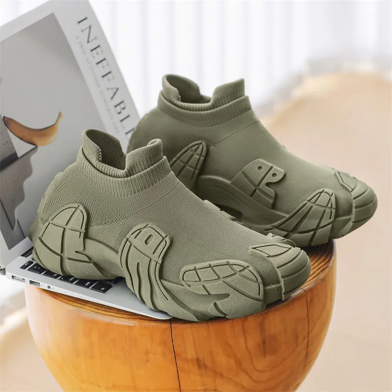 Men's Slip-On Sock Sneakers - Breathable Casual Shoes for Spring/Summer 2026 - Soft Sole, Large Size Dad Shoes for Comfort thumbnail 1