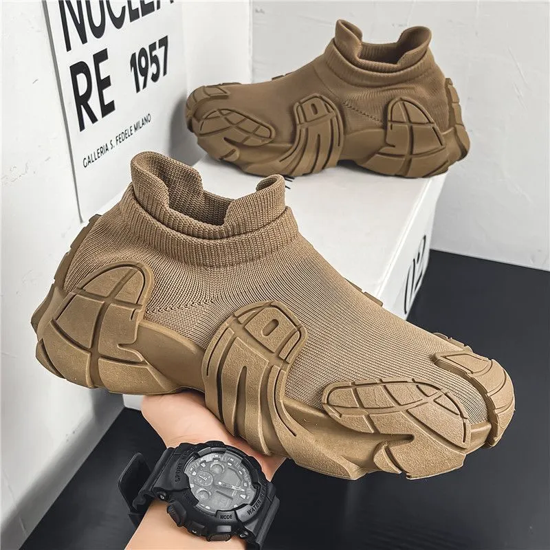 Men's Slip-On Sock Sneakers - Breathable Casual Shoes for Spring/Summer 2026 - Soft Sole, Large Size Dad Shoes for Comfort thumbnail 3