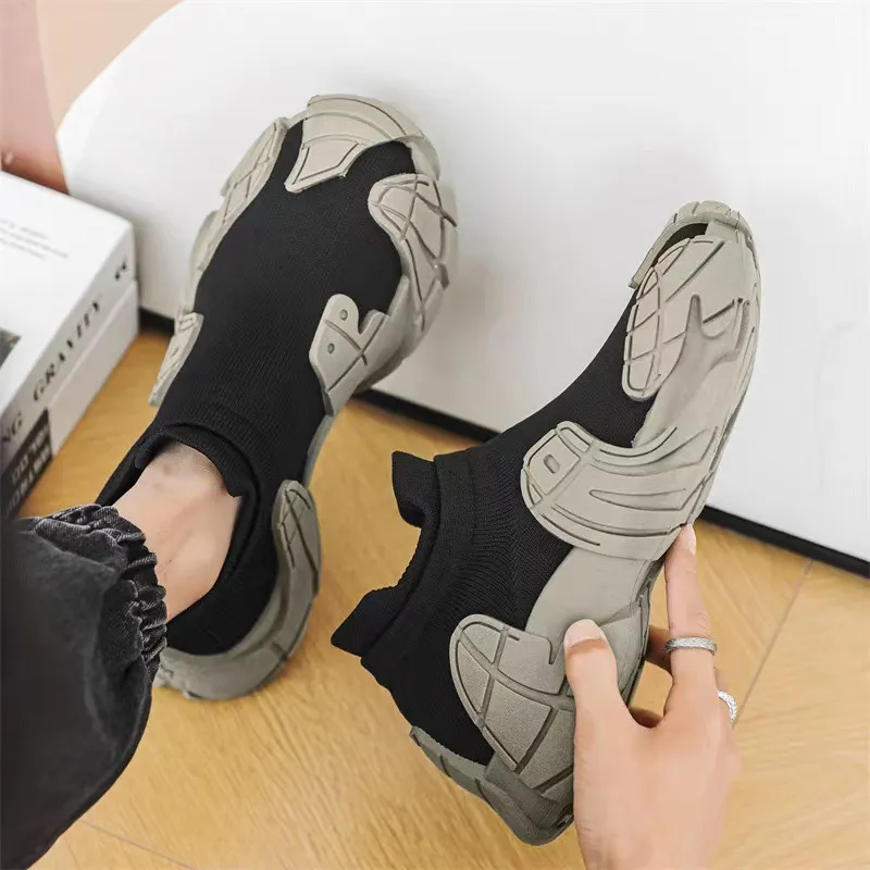 Men's Slip-On Sock Sneakers - Breathable Casual Shoes for Spring/Summer 2026 - Soft Sole, Large Size Dad Shoes for Comfort thumbnail 4