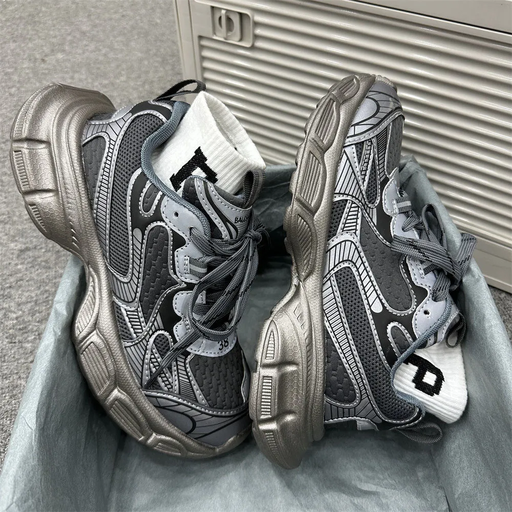 Men's and Women's Fashion Sneakers - 2025 New Summer Style, Versatile Thick Sole, Korean Style, Casual Couple Shoes, Height Increasing Daddy Sneakers thumbnail 3