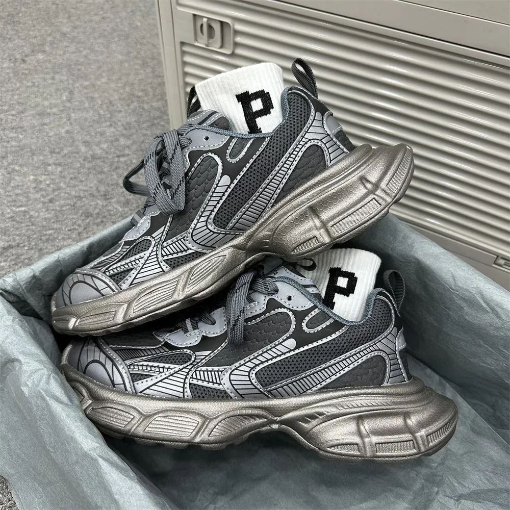 Men's and Women's Fashion Sneakers - 2025 New Summer Style, Versatile Thick Sole, Korean Style, Casual Couple Shoes, Height Increasing Daddy Sneakers thumbnail 4