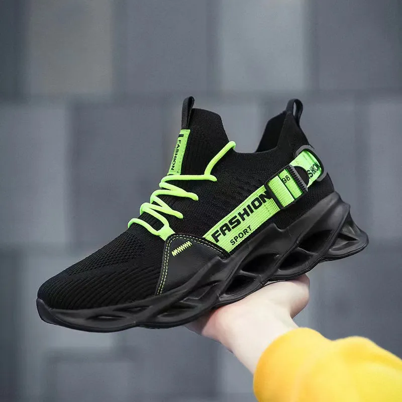 Men's Breathable Mesh Sports Shoes - Large Size Spring Outdoor Casual Fly-Knit Sock Sneakers for Running, Walking, Training thumbnail 3