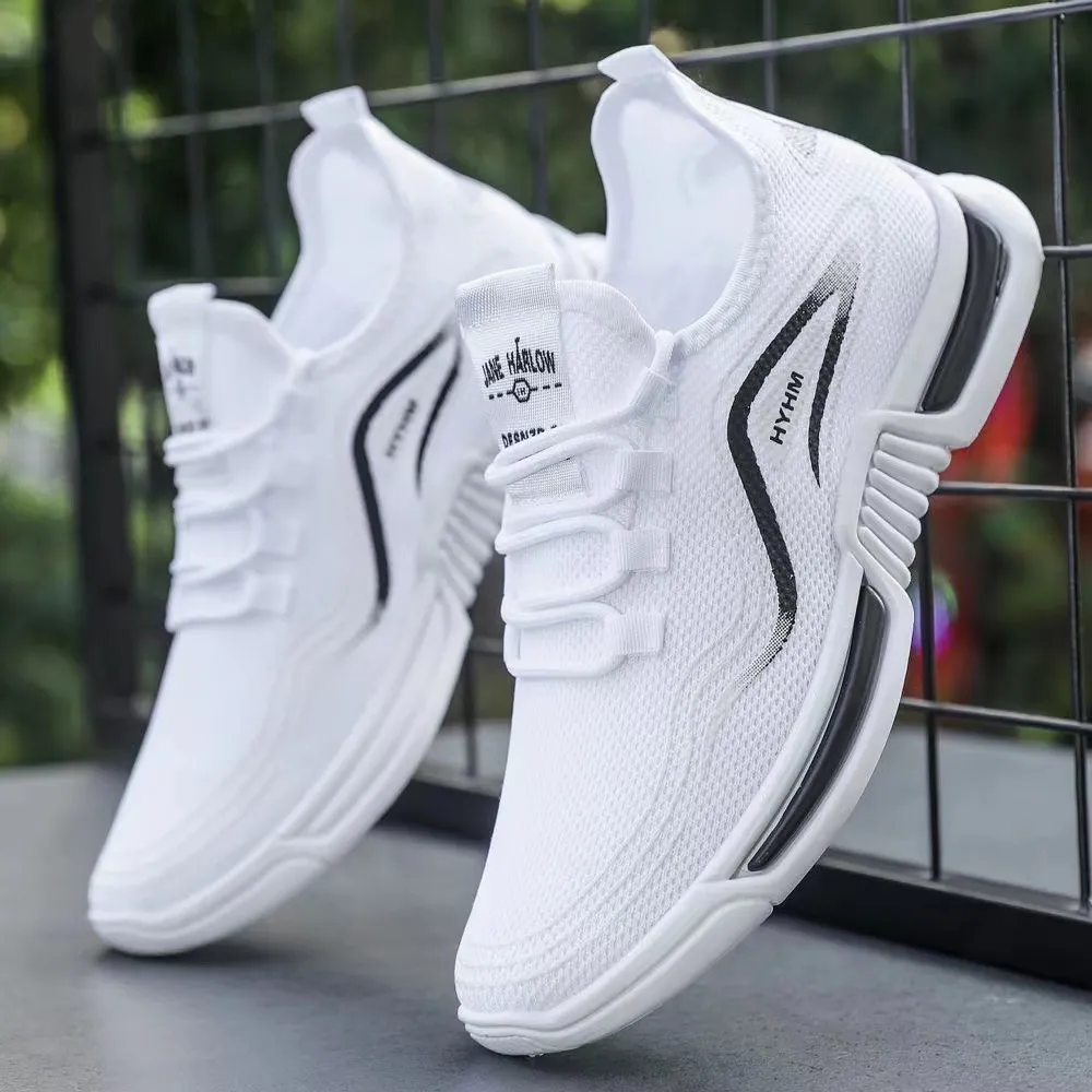 Men's Breathable Running Shoes - Lightweight Non-Slip Casual Sneakers for Sports, Fashionable Fly Woven Design, Comfortable Summer Footwear thumbnail 1