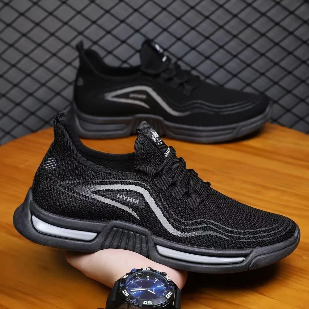Men's Breathable Running Shoes - Lightweight Non-Slip Casual Sneakers for Sports, Fashionable Fly Woven Design, Comfortable Summer Footwear thumbnail 3