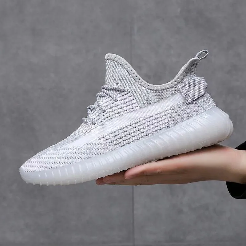 Men's Breathable Fly-Knit Mesh Running Shoes - Lightweight Sports Sneakers for Summer, Autumn - Casual Trendy Coconut Style thumbnail 10