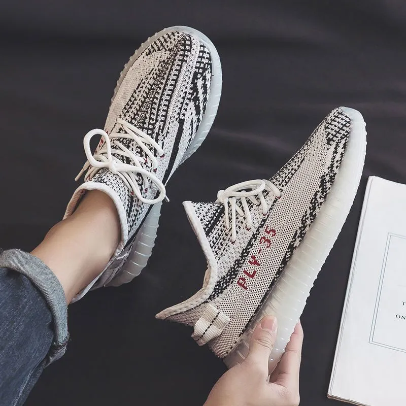 Men's Breathable Fly-Knit Mesh Running Shoes - Lightweight Sports Sneakers for Summer, Autumn - Casual Trendy Coconut Style thumbnail 4
