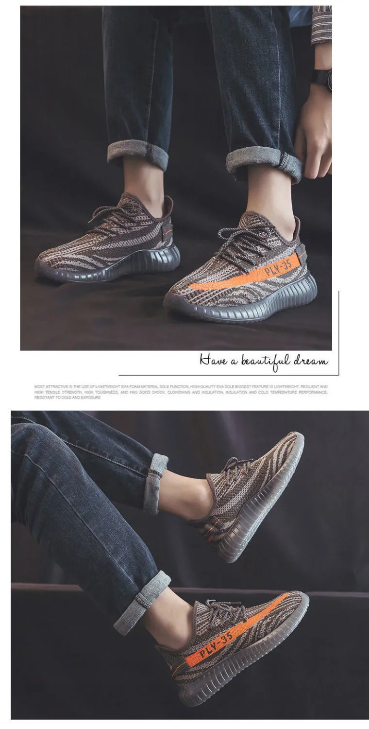 Men's Breathable Fly-Knit Mesh Running Shoes - Lightweight Sports Sneakers for Summer, Autumn - Casual Trendy Coconut Style showcase 5