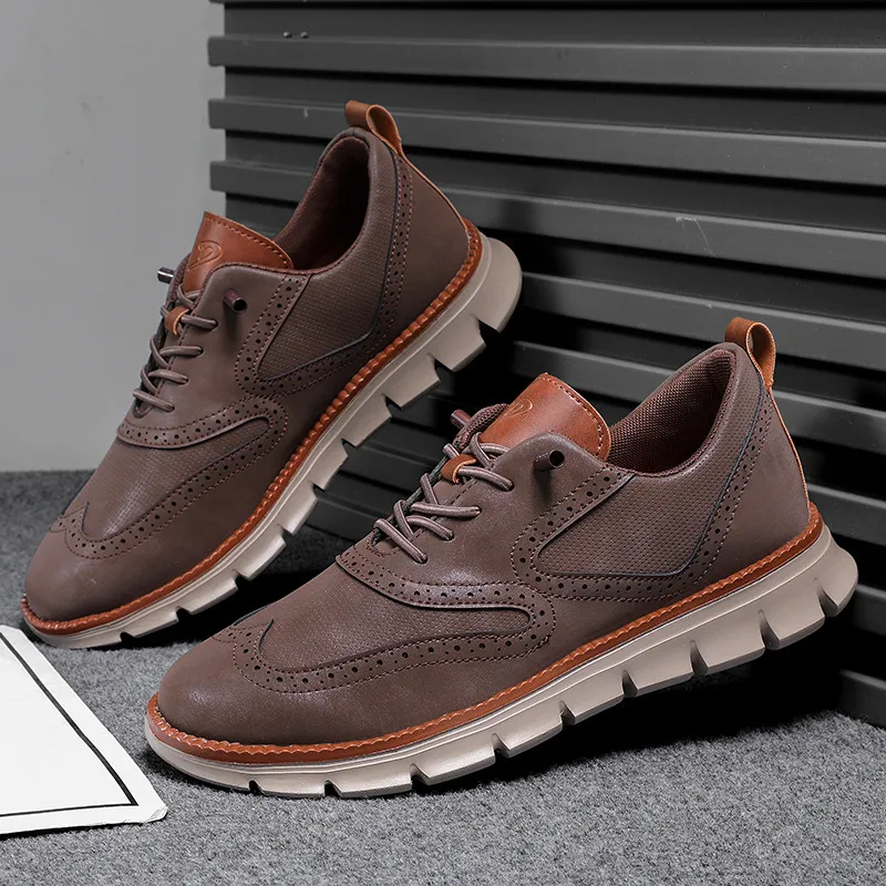 Men's Leather Casual Shoes Slip-On Loafers Lightweight Breathable Sneakers Plus Size Spring Autumn Footwear thumbnail 7