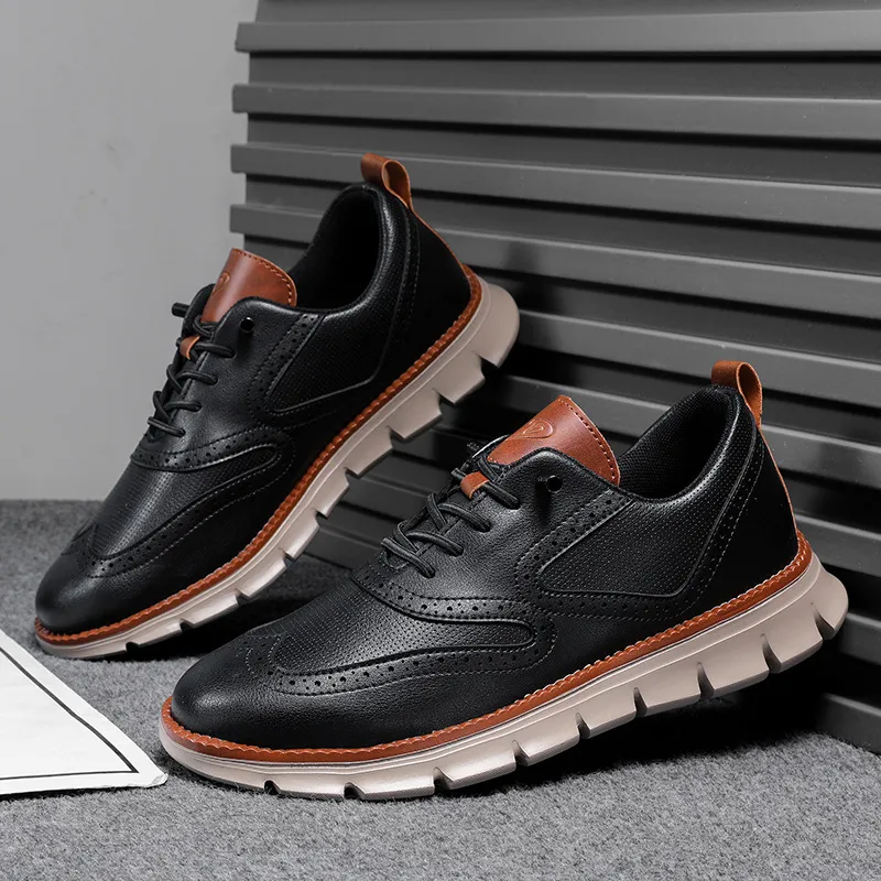 Men's Leather Casual Shoes Slip-On Loafers Lightweight Breathable Sneakers Plus Size Spring Autumn Footwear showcase 5